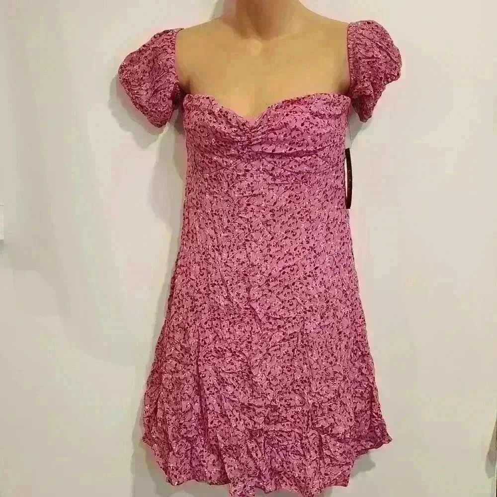 Lulus Pink Floral Off The Shoulder Dress $69
